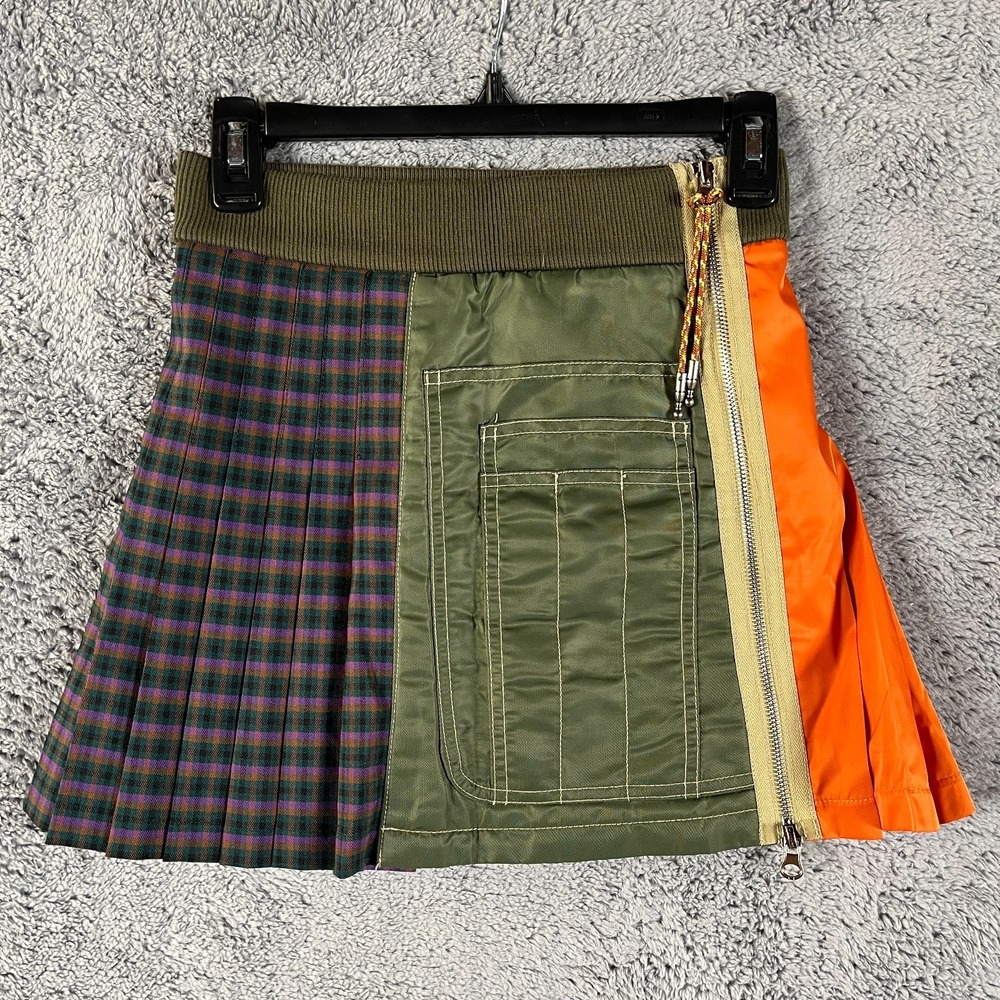 Andersson Bell MA-1 Micro Mini Skirt Women 34 Multicolor Plaid Stretch Zip Front